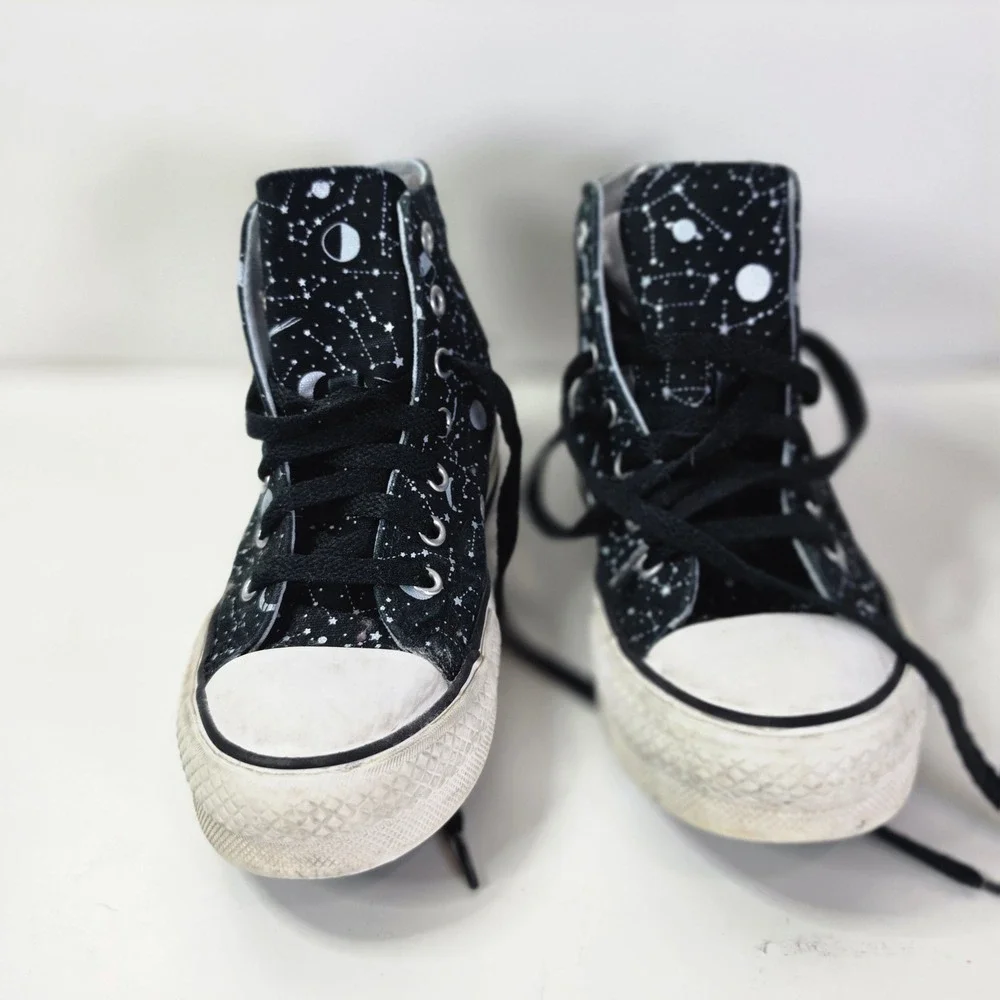 Converse Chuck Taylor All Star Junior High Top Sz 2 Black Constellations 372117F